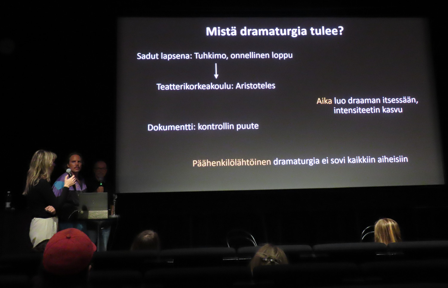 Diskussion på Kino K-13 om dramaturgins uppkomst. Foto: Camilla Roos.